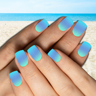 Summer Fresh Aquamarine Blue Ombre Minx Nail Art