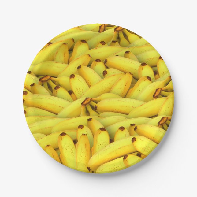 summer fresh bananas fruit photo paper plates (Front)