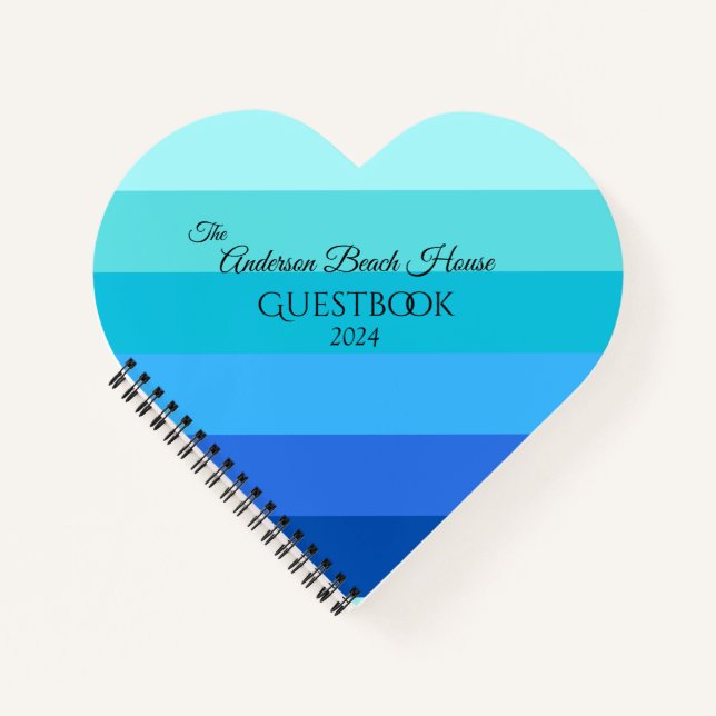 Summer Fresh Blue Heart-shaped Spiral Notebook (Front)