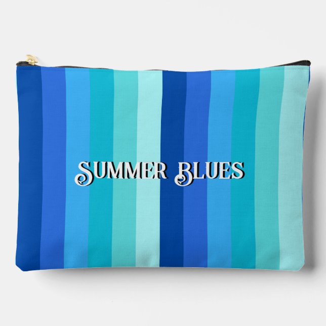 Summer Fresh Blue Stripes Accessory Pouch (Front)