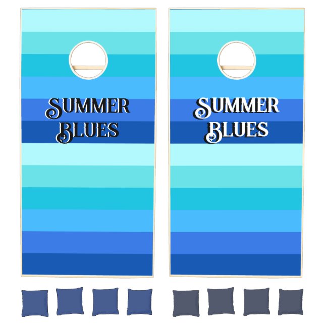 Summer Fresh Blue Stripes Cornhole Set (Set)