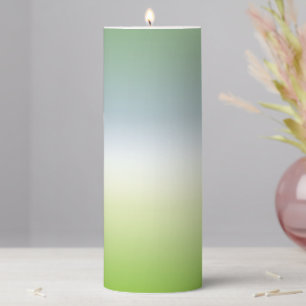 Summer Fresh Gradient Cool Blue Green Ombre Pillar Candle