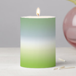 Summer Fresh Gradient Cool Blue Green Ombre Pillar Candle