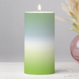 Summer Fresh Gradient Cool Blue Green Ombre  Pillar Candle