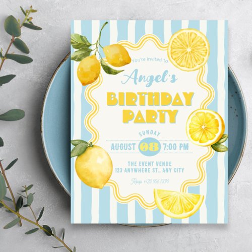 Summer fresh lemon birthday invitation