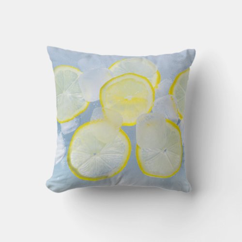 summer fresh lemon ice soda drink photograph throw pillow