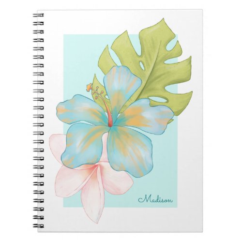 Summer Fresh Tropical Floral with Name Notebook