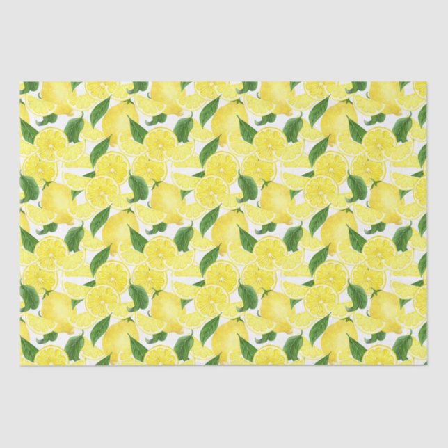 Summer Fresh Yellow Lemon Citrus Fruit  Tissue Paper (Front)
