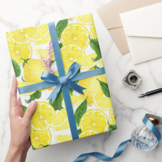 Summer Fresh Yellow Lemon Citrus Fruit Wrapping Paper