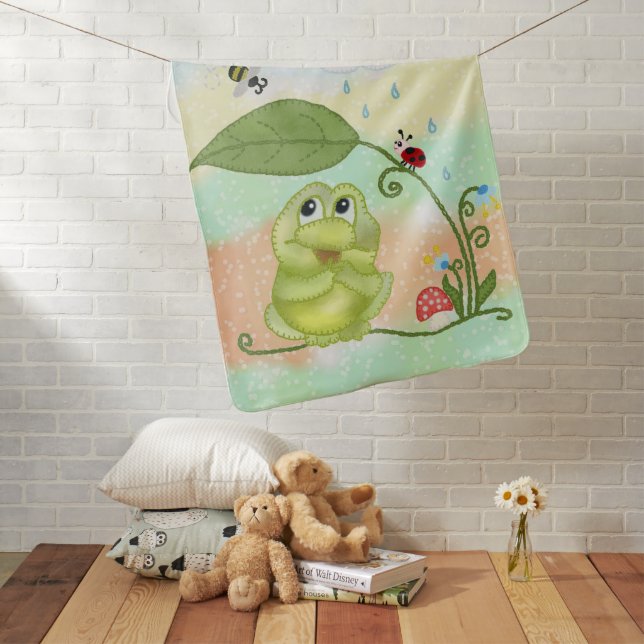 summer frog baby blanket (In Situ)