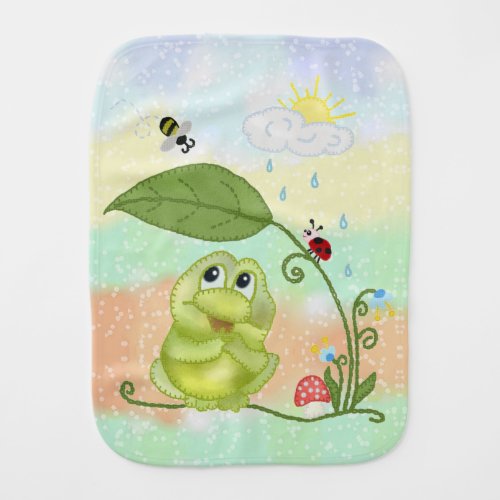 summer frog  baby burp cloth