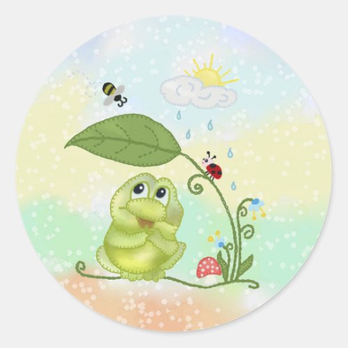 summer frog  classic round sticker