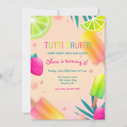 Summer Fruit and Popsicles Invitation