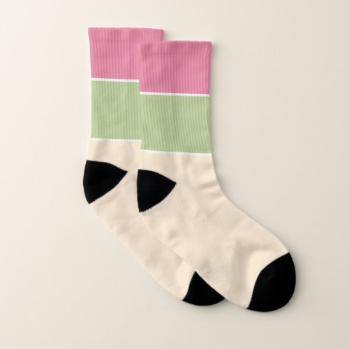 Summer Fruit Basket Pastel Vibe Horizontal Stripe Socks