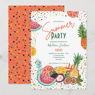 Summer Fruit Birthday Party Watermelon & Citrus Invitation