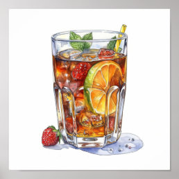 Summer Fruit Cocktail Art Poster