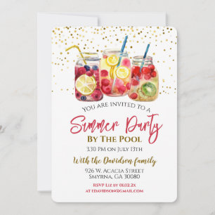 Summer Fruit Cocktail Pool Party Invitation