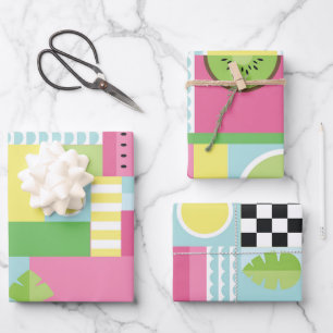 Summer fruit colorful mosaic abstract wrapping paper sheets