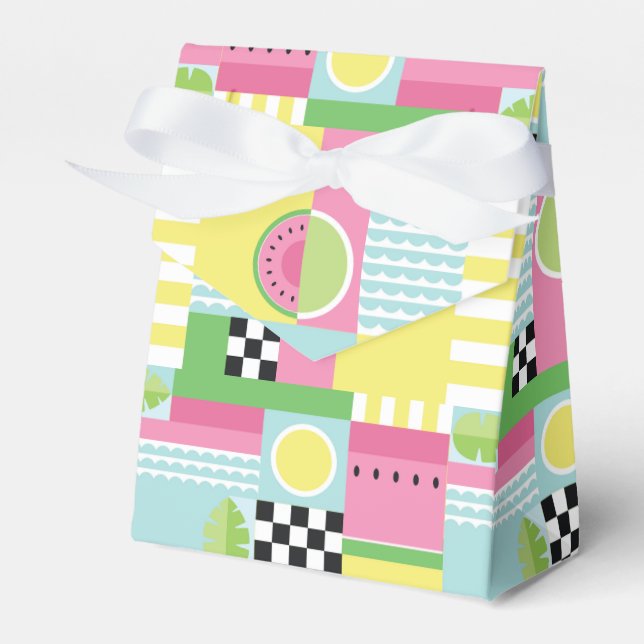 Summer fruit design, colorful fun mosaic  favor boxes (Front Side)