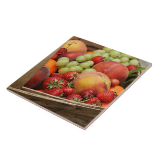 Summer fruit in basket ceramic tile