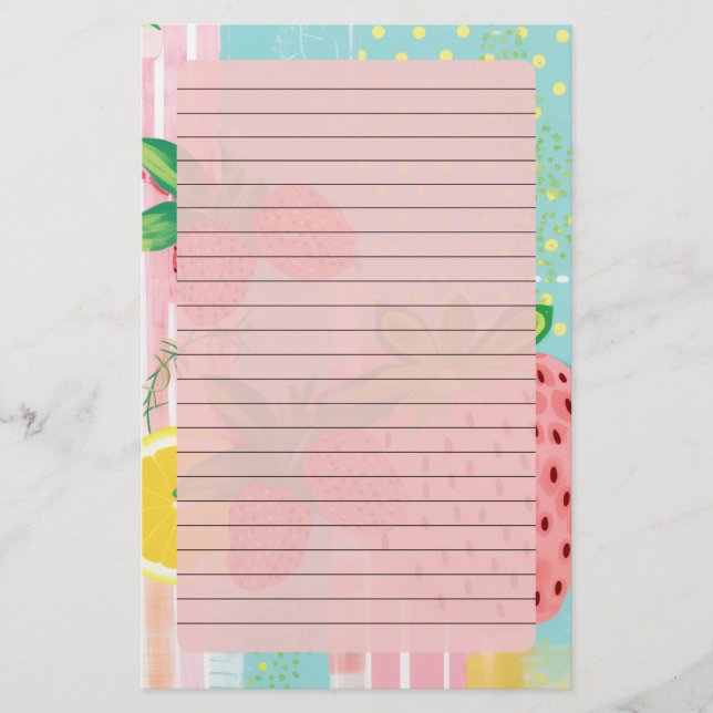 Summer Fruit Lined  Stationery (Front)