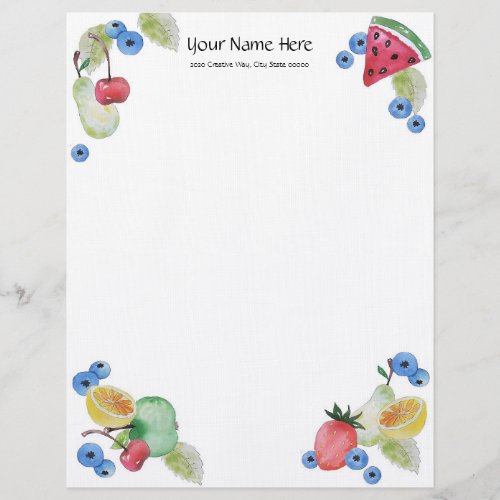 Summer Fruit Linen Letterhead