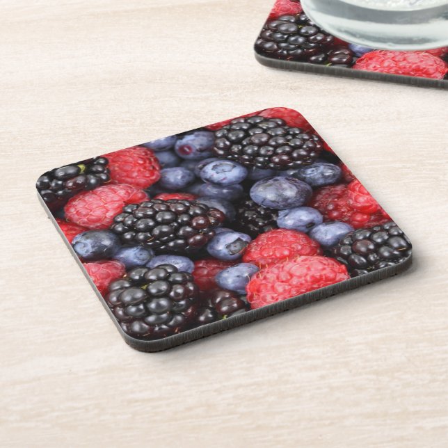 Summer Fruit Mixed Berries Close Up Photo Beverage Coaster (Left Side)