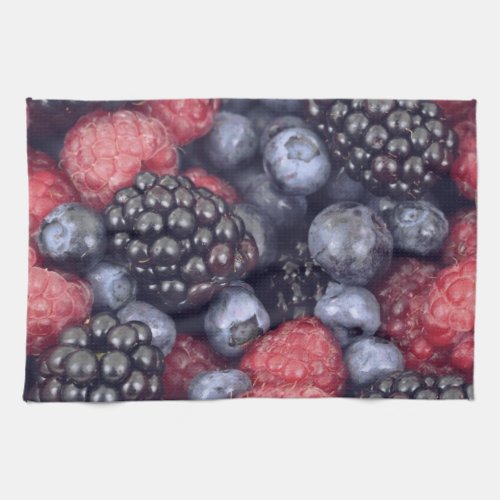 Summer Fruit Mixed Berries Close Up Photo Kitchen Towel