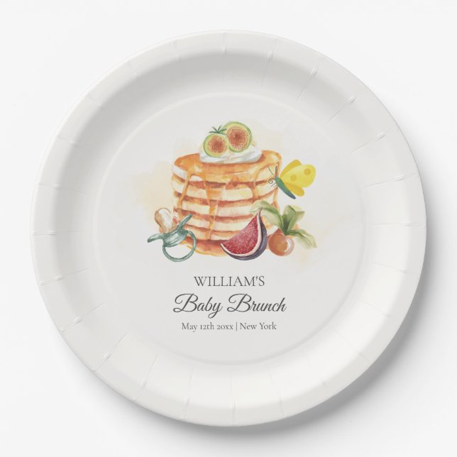 Summer Fruit Pancake Pacifier Brunch Baby Shower  Paper Plates (Front)