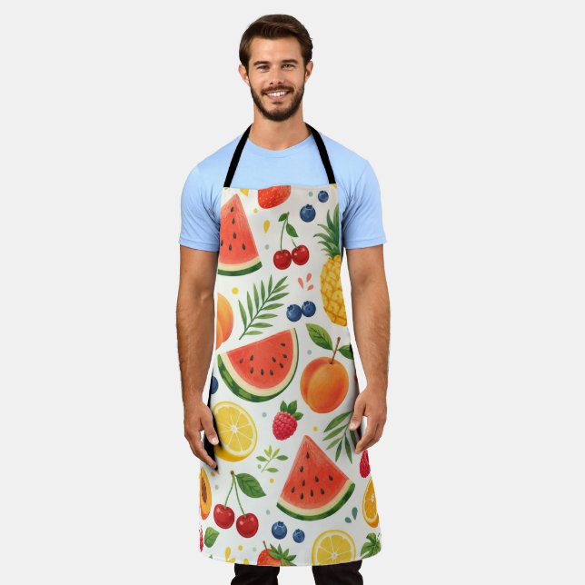 Summer Fruit Pattern Fabric | Tropical Watermelon  Apron (Worn)