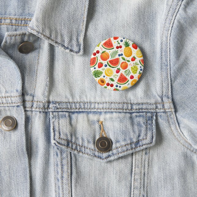 Summer Fruit Pattern Fabric | Tropical Watermelon  Button (In Situ)