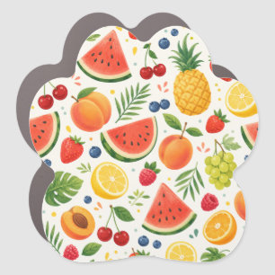 Summer Fruit Pattern Fabric Tropical Watermelon Car Magnet