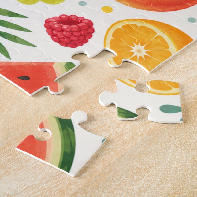 Summer Fruit Pattern Fabric | Tropical Watermelon  Jigsaw Puzzle (Side)