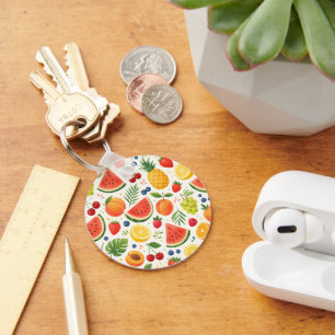 Summer Fruit Pattern Fabric Tropical Watermelon Keychain