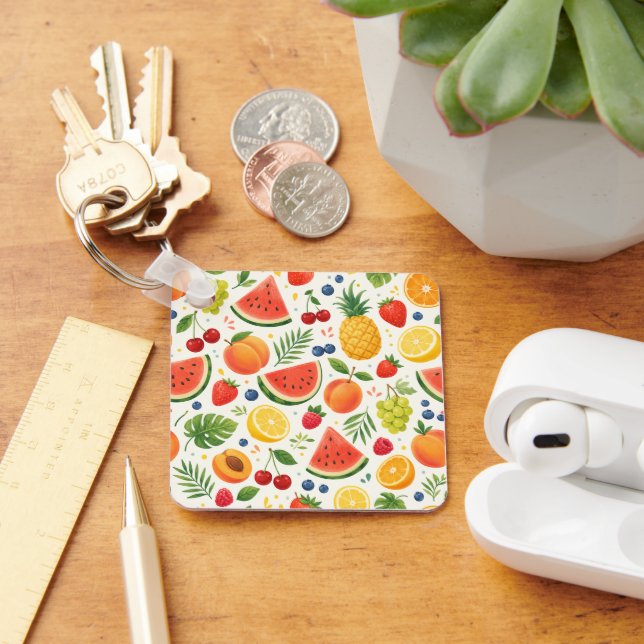 Summer Fruit Pattern Fabric | Tropical Watermelon  Keychain (Desk)