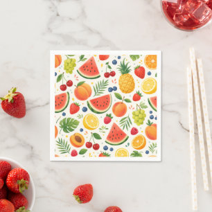Summer Fruit Pattern Fabric Tropical Watermelon Napkins