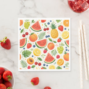 Summer Fruit Pattern Fabric Tropical Watermelon Napkins