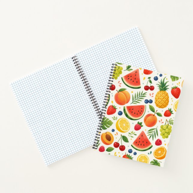 Summer Fruit Pattern Fabric | Tropical Watermelon  Notebook (Inside)