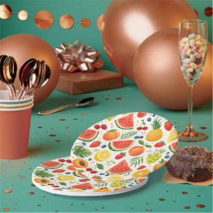 Summer Fruit Pattern Fabric Tropical Watermelon Paper Plates