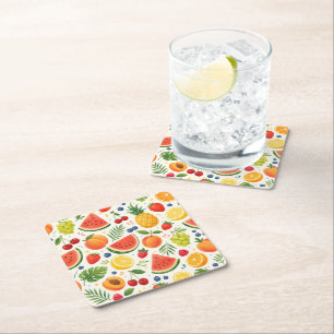 Summer Fruit Pattern Fabric Tropical Watermelon Square Paper Coaster