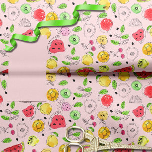 Summer Fruit Pattern Light Pink Tissue Paper