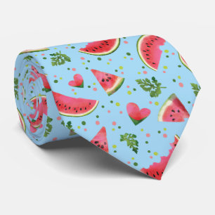 Summer Fruit Pattern Watermelon red green tropical Neck Tie