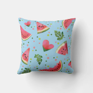 Summer Fruit Pattern Watermelon red green tropical Throw Pillow