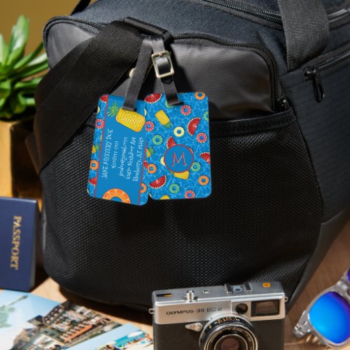 Summer Fruit Pool Floats  Blue Water Luggage Tag