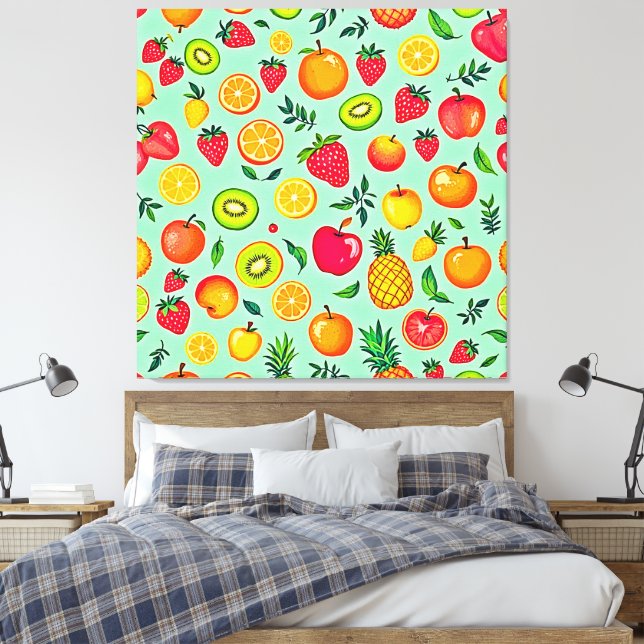 Summer Fruit Seamless Design Canvas Print (Insitu(Bedroom))