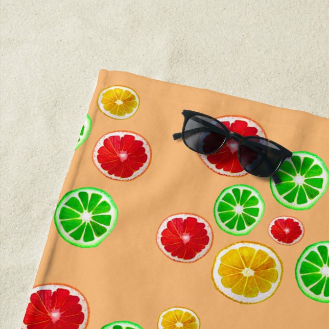 Summer fruit slice lemon lime beach towel (In Situ)