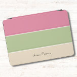 Summer Fruit Vibe Color Script  iPad Air Cover<br><div class="desc">This Summer Fruit Vibe horizontal stripe iPad Air Cover features a simple color block design with shades of pink, light green, and cream for a minimalist elegance look. You can personalize your name with the calligraphy script. This simple pastel theme palette color is for all simple and modern design lovers....</div>