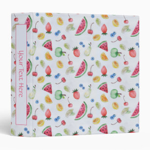 Summer Fruit Watercolor Pattern 3 Ring Binder