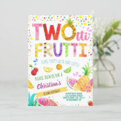 Summer Fruits 2nd Girl Birthday Twotti Frutti Cute Invitation (Standing Front)