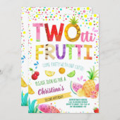 Summer Fruits 2nd Girl Birthday Twotti Frutti Cute Invitation (Front/Back)